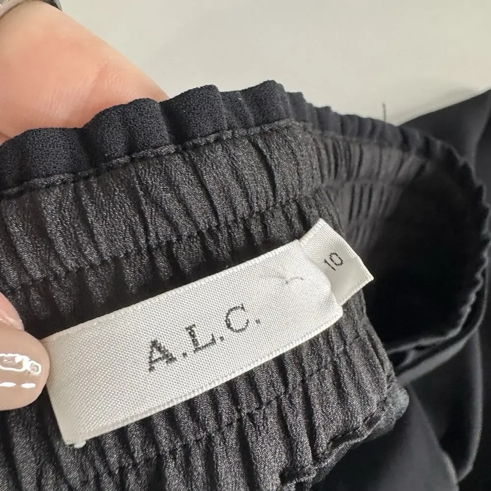 A.L.C. Belted Swing Skirt Womens 10 Black Asymmetric Belted Old Money Luxury